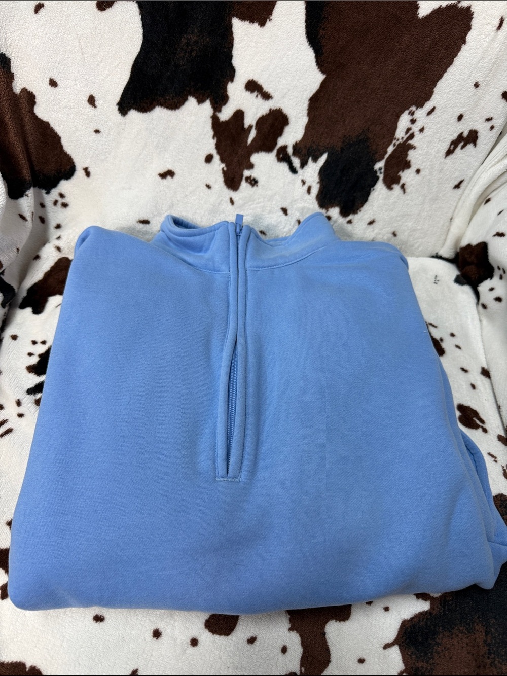 Women's Light Blue Half-Zip Fleece Pullover Hoodie